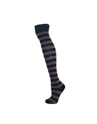 Black & Light Brown Thick Striped Over The Knee Socks