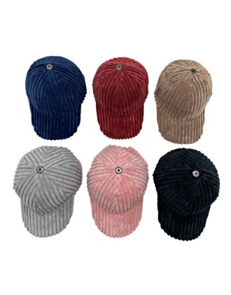 Assorted Velvet Baseball Caps with Pom Pom