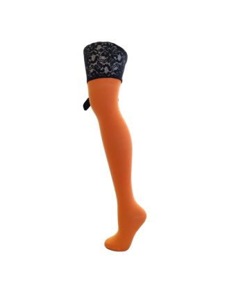 Orange Over the Knee Socks with Ribbon