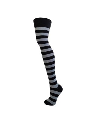 Black and Grey Thick Stripe Over the Knee Socks