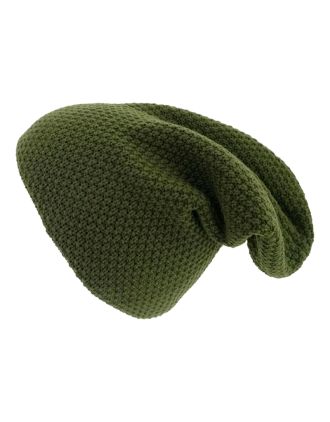 Khaki Cable Knit Slouchy Beanie Hat