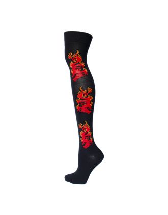 Red Dragon On Flame Over The Knee Socks