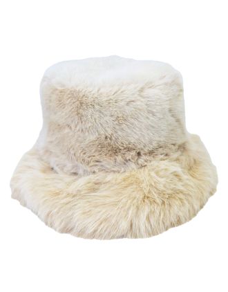 Macahel Plain Beige Fluffy Bucket Hats