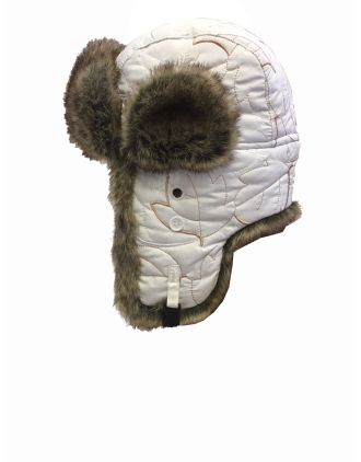 White Trapper Hat Faux Fur