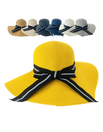 Assorted Color Summer Floppy Hats with Ribbon