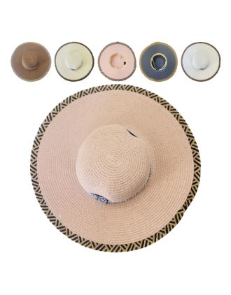 Crushable Summer Floppy with Aztec Design Band White Brim