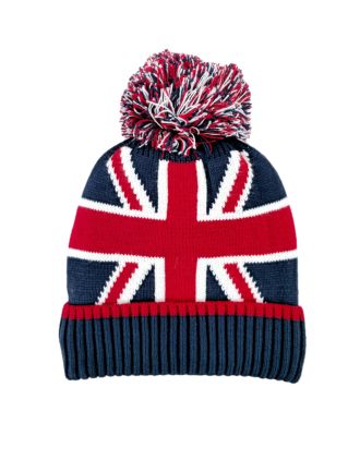 Union Jack Beanie with Matching Pom Pom