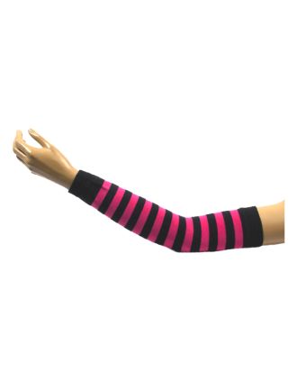 Black Fushia Thick Striped Arm Warmer