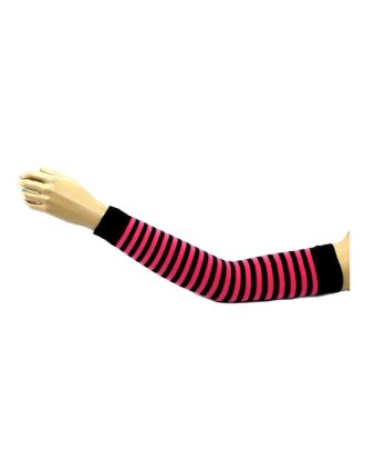 Black Fushia Thin Striped Arm Warmer