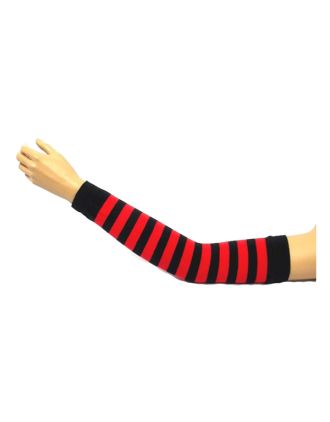 Black Red Thick Striped Arm Warmer