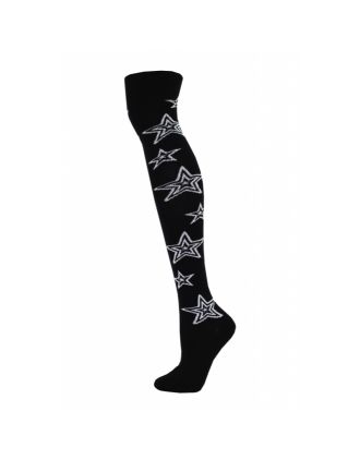 Over The Knee Star Design on Black Socks