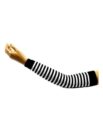 Black White Thin Striped Arm Warmer