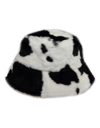 Black & White Roll Back Cow Print Bucket Hat