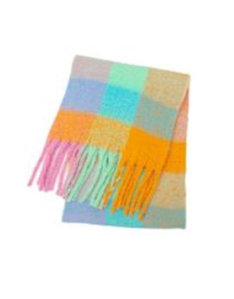 Blue Morning Farm Check Design Scarf