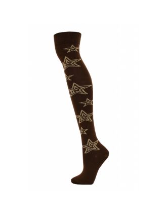 Over The Knee Star Design on Brown Socks - SLO-0814