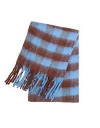 Brown and Turquoise Checkers Design Scarf