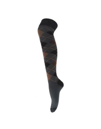 Brown and Black Argyle Design Over the Knee Socks