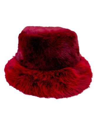 Macahel Plain Wine Fluffy Bucket Hats