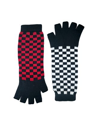 Check Design Assorted Fingerless Long Gloves