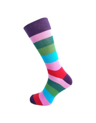 Spring Purple Base Rainbow Mens Ankle Socks