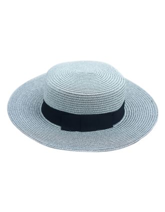 Silver Glitter Straw Boater Hats