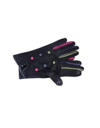 Women's Black  Fashion Buttons Touch Screen Gloves - G - 0016