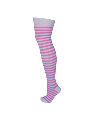 Pink and White Thin Stripe Over the Knee Socks