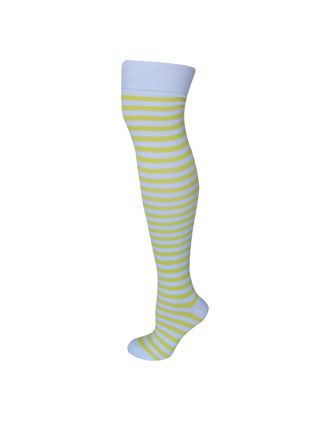 Yellow and White Thin Stripe Over the Knee Socks