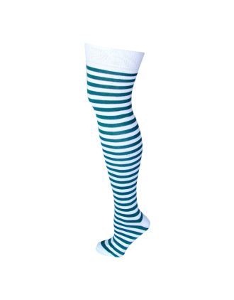 Green and White Thin Stripe Over the Knee Socks