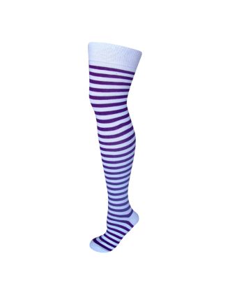 Purple and White Thin Stripe Over the Knee Socks
