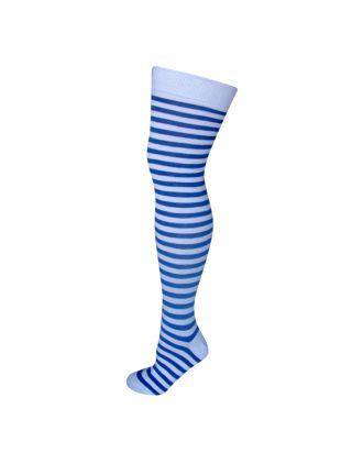 Blue and White Thin Stripe Over the Knee Socks