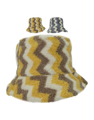 Assorted Reversible Zigzag Fluffy Bucket Hats