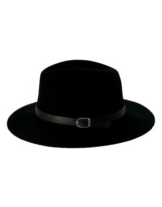 Women's Plain Black Wool Fedora Hats