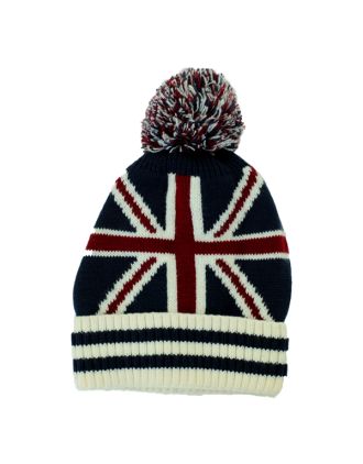 Union Jack Beanies with Pom Pom 