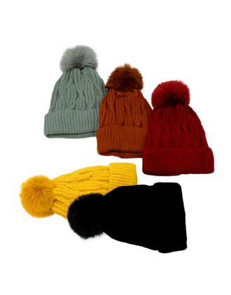 Ladies Lined WINTER  Pompom Beanies