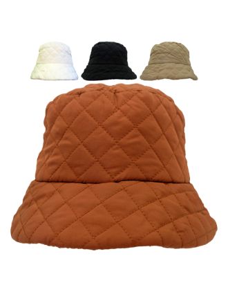 Assorted Adjustable Diamond Stitched Bucket Hats