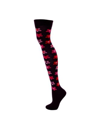 Flower Design Purple Over the Knee Socks