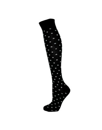 Polka Dot Design White on Black Knee High Socks