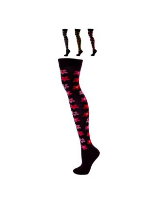 Flower Design Assorted Color Over the Knee Socks