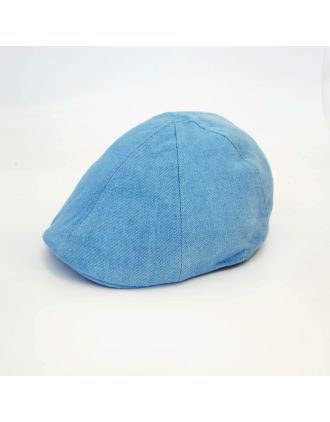 Denim Blue Light Color Six Panel Flat Cap