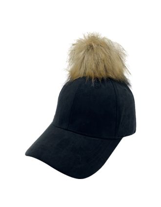 Baseball Caps with Faux Fur Pom Pom