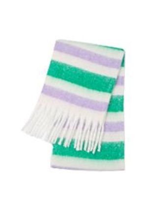 Green and Light Purple Skinny Stripes Scarf