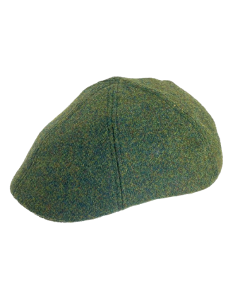 Green Tweed Marl Six Panel Flat Cap