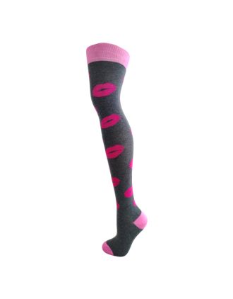 Lips on Grey Over The Knee Socks