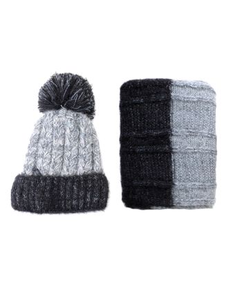 Grey Beanie Set - Beanie and Scarf Combined