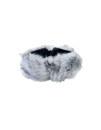 Grey Faux Fur Double Sided Headband With Elasticated Back - HDB-0881