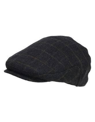 Checked Navy Wih Cream Lines Flat Cap
