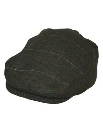 Herringbone Green Checked Flat Cap