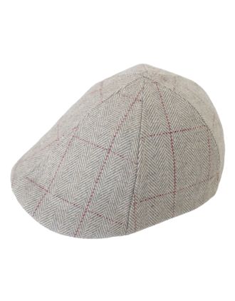 Beige Checked Six Panel Cap