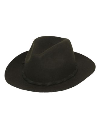 100% Wool Green Fedora with the Felt band
